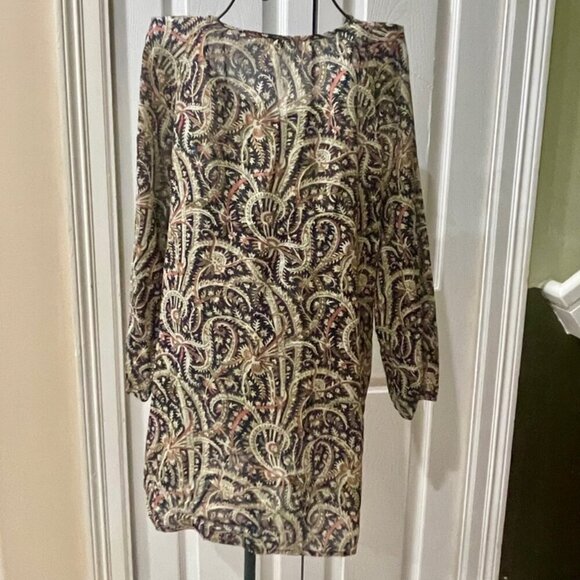 J.CREW BOHOCHIC PAISLEY TUNIC SZ SMALL 100%COTTON BLACK/PINK/BEIGE - Picture 13 of 16